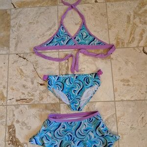 Girls LL Bean 3 Piece Swimming Suit